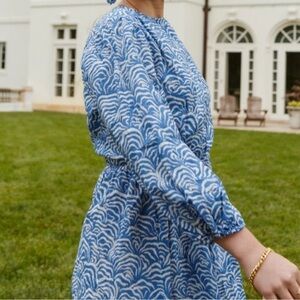 H&M Blue and White Long Sleeve Dress